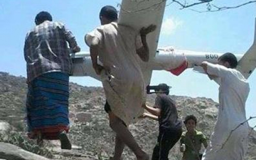 سقوط پهپاد شناسایی آمریکا در یمن + عکس