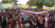 فریاد مرگ بر آمریکا در آسمان نهاوند طنین‌انداز شد 